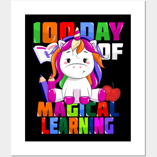 100 day of school magical learning unicorn tee Posters and Art